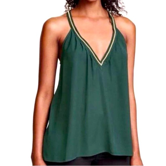 H&M Tops - H&M Conscious | Dark green V-neck sleeveless tank top blouse gold trim